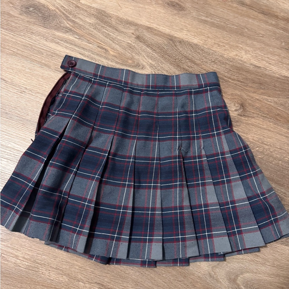 American Apparel Gray and Red Plaid Mini Skirt